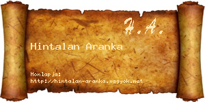 Hintalan Aranka névjegykártya